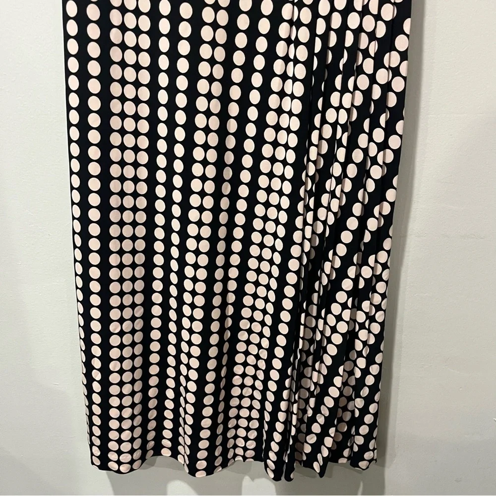 Tory Burch Black & Tan Zandi Polka Dot Print Sleeveless Midi Dress‎ Medium